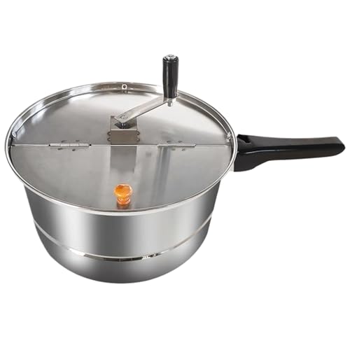 Lamppdcor Popcorn Maker-Handbuch, Nicht-Stick-Edelstahl-Kocher Popcorn-Topf mit Wärmeisolierung Gummigriff und Deckel von Lamppdcor