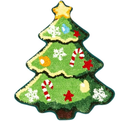 Lamppdcor Weihnachtsbad Teppich 16x24 Zoll Weihnachtsbaum-geformtes Nicht rutsches weiches lebendiges Badezimmerteppich für Home Toilet Office Dekor von Lamppdcor