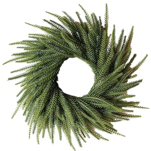 Norfolk Kiefernkranz 18 Zoll künstlicher realistischer Kiefernkranz, einfache hängende Wartung PE -Weihnachtskränze für Haustür, Fenster, Wand von Lamppdcor
