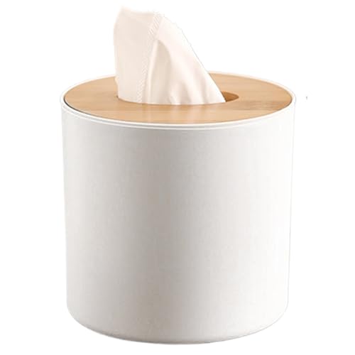 Runde Tissue -Box -Abdeckung mit Bambusdeckel Dekorative wasserdichte Toilettenpapierrollenabdeckung für Schlafzimmer Esstisch Büro Küche Badezimmer von Lamppdcor