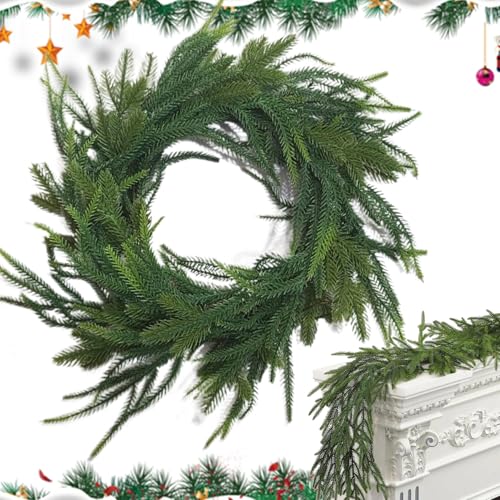 Weihnachtsgirlande 5ft, künstliche Norfolk Kieferngrün Girlande, echte Touch Winter Pine für Treppengeländer Kamin Mantel Weihnachtsgirlande 5ft, künstliche Norfolk Kieferngrün Girlande, echte Touch Winter Pine für Treppengeländer Kamin Mantel von Lamppdcor
