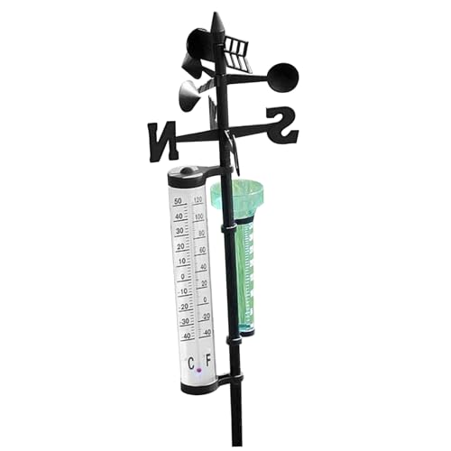 Wetterstation drahtlos mit rotierender Halterung 55 Regenmesser Thermometer Schaufel für die Gartenmessung von Lamppdcor