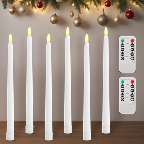 Lamptobe LED Stabkerzen mit Timerfunktion, Flammenlose Kerzen mit Fernbedienung, 3D Flamme LED Stabkerzen Flackernde Flammenlose Tafelkerzen Kerzen für Weihnachtsferien Hochzeit Dekoration, 6 Stück Lamptobe LED Stabkerzen mit Timerfunktion, Flammenlose Kerzen mit Fernbedienung, 3D Flamme LED Stabkerzen Flackernde Flammenlose Tafelkerzen Kerzen für Weihnachtsferien Hochzeit Dekoration, 6 Stück von Lamptobe