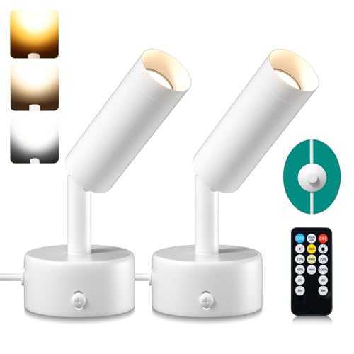 Lamptobe LED Uplight Spot mit Schalter und Stecker,2 Stück 5 W Led Strahler Innen Fernbedienung für den Innenbereich (3000 K/4000 K/5000 K) zur Akzentbeleuchtung von Pflanzen oder Kunstwerken von Lamptobe