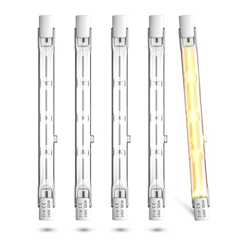 Lamptobe R7S Halogen Leuchtmittel 118mm 120W 230V, 118mm R7S Halogenstab Warmweiß 2800K Dimmbar R7S Halogen Birne J118 Linear Halogenlampe für Stehleuchten und Landschaftsbeleuchtung, 5 Stück Lamptobe R7S Halogen Leuchtmittel 118mm 120W 230V, 118mm R7S Halogenstab Warmweiß 2800K Dimmbar R7S Halogen Birne J118 Linear Halogenlampe für Stehleuchten und Landschaftsbeleuchtung, 5 Stück von Lamptobe