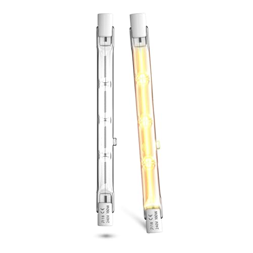 Lamptobe R7s Halogenstab 118mm 160W, Dimmbar R7s Halogen Leuchtmittel Warmweiß 2700K, Halogenlampen Stab118 R7s Glühbirne 220-240V Für Stehleuchten, Arbeit Landschaftsbeleuchtung 2-Stück von Lamptobe
