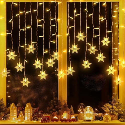 Lamptobe Schneeflocke Lichtervorhang Innen, 2M 103er LED Dimmbar Weihnachten Schneeflocke Lichterkette,LED Weihnachtsdeko Fenster mit 8 Modi und Timer,Stromversorgung über USB, warmweiß 3000K Lamptobe Schneeflocke Lichtervorhang Innen, 2M 103er LED Dimmbar Weihnachten Schneeflocke Lichterkette,LED Weihnachtsdeko Fenster mit 8 Modi und Timer,Stromversorgung über USB, warmweiß 3000K von Lamptobe