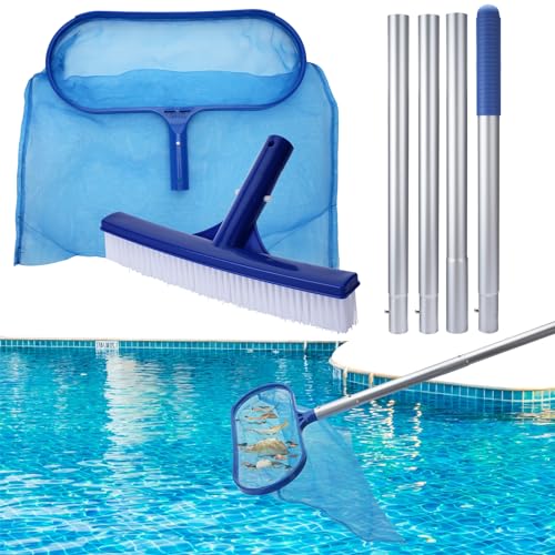Lamtoq Pool Kescher, Pool Reinigungsset Poolkescher Laubkescher Kescher Pool Feinmaschig with 4 Aluminiumlegierungsstangen von Lamtoq