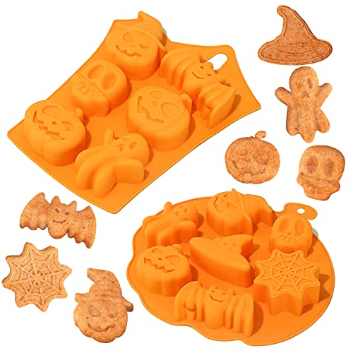 Lamuliya Halloween Silikonform, Backform Silikon Halloween, 2pcs Halloween Backform, Halloween Kuchenform Silikon, Schokoladenform Silikonform Muffins, Kürbisform für Halloween Küche Backzubehör von Lamuliya