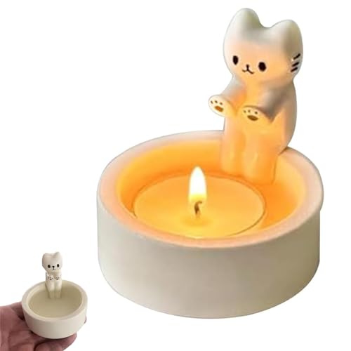 Cat Candle Holder,Cartoon Cat Candle Holder,Cute Cat Tea Light Holder,Funny Cute Cat Candle Holder,Paws Warming Home Decoration Gifts for Cat Lovers (Candles Not Included) von Lamvpiny
