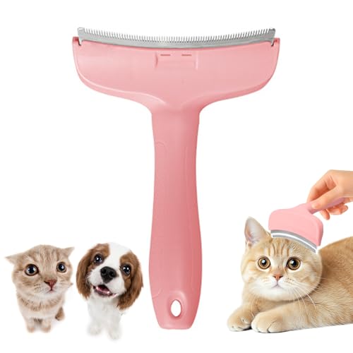 Lamvpiny V-Zahn-Enthaarungskamm, Hunde- und Katzenpflegebürste zum Ausfallen, kreativ gebogen, Kopfhaarschneider für Haustiere, enge V-förmige Zähne, Haarausfallkamm für Haustiere (Rosa, L) von Lamvpiny