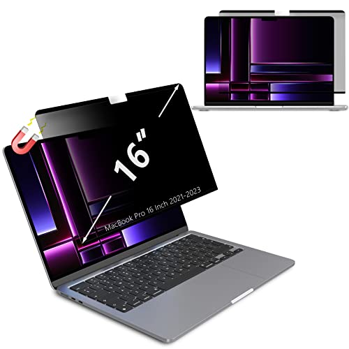 LanQii Magnetischer Blickschutzfilter Kompatibel mit MacBook Pro 16 Zoll 2021-2023, Privacy Filter Anti-Blaulichtfilter Abnehmbarer Sichtschutzfolie für MacBook Pro 16.2" Pro/Max (M1/M2/M3) von LanQii