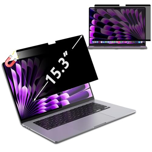 LanQii Magnetischer Blickschutzfilter für MacBook Air 15,3 Zoll M4/M3/M2 (2025/2024/2023), Privacy Filter Anti-Blaulichtfilter Datenschutz Abnehmbarer Anti-Spy Schutzfolie für MacBook Air 15,3 Zoll von LanQii