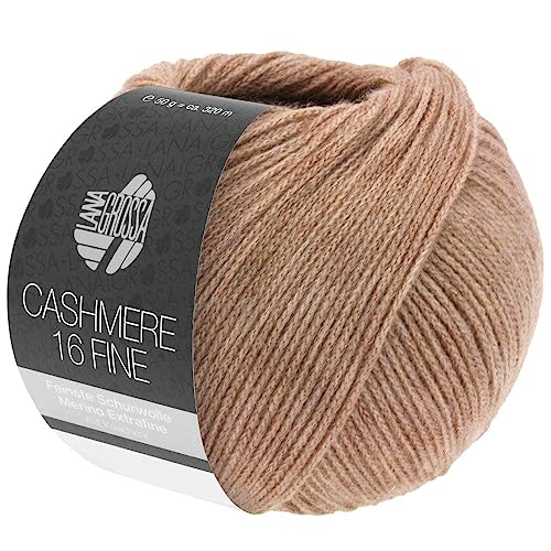 LANA GROSSA Cashmere 16 Fine | Kettengarn aus Kaschmir- und Merinowolle | Handstrickgarn aus 80% Schurwolle (Merino extrafine), 10% Kaschmir & Polyamid | 50g Wolle zum Stricken & Häkeln | 320m Garn von Lana Grossa