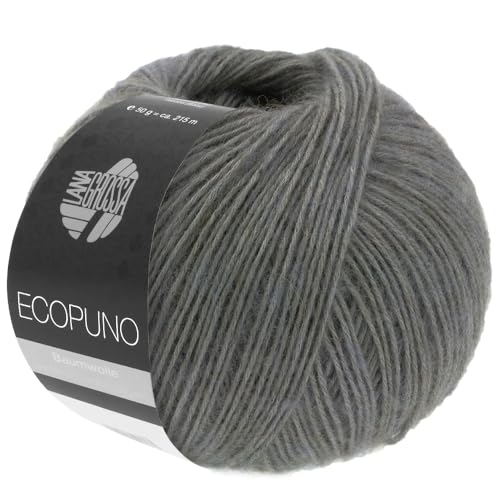 LANA GROSSA Ecopuno | Edle Netzgarnstruktur aus Baumwolle gefüllt mit Merino/Alpaka | Handstrickgarn aus 17% Schurwolle (Merino) & 11% Alpaka Wolle | 50g Wolle zum Stricken & Häkeln | 215m Garn von Lana Grossa