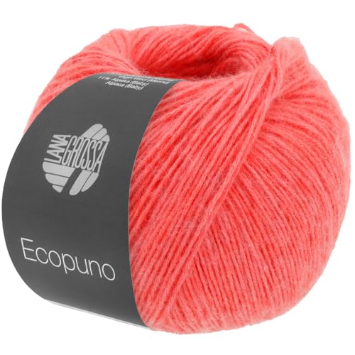 LANA GROSSA Ecopuno | Edle Netzgarnstruktur aus Baumwolle gefüllt mit Merino/Alpaka | Handstrickgarn aus 17% Schurwolle & 11% Alpaka Wolle | 50g Wolle zum Stricken & Häkeln | 215m Garn FB 90 von Lana Grossa
