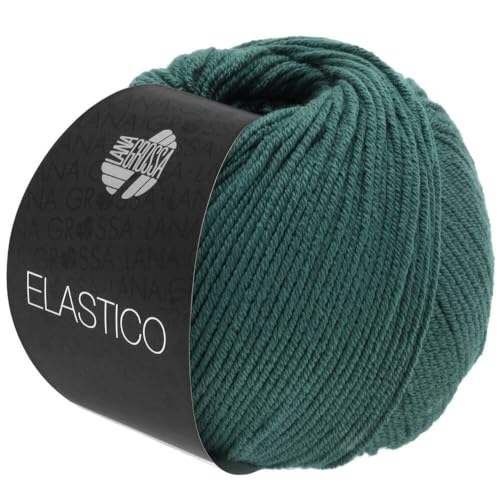 LANA GROSSA Elastico | Baumwoll-Klassiker mit leichtem Stretchanteil | Handstrickgarn aus 96% Baumwolle & 4% Polyester (Elite)| 50g Wolle zum Stricken & Häkeln | 160m Garn von Lana Grossa