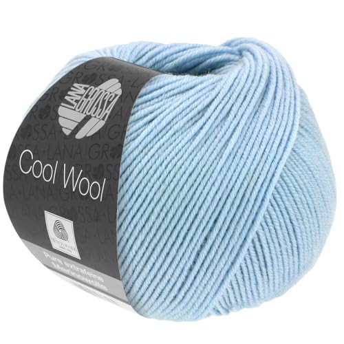 LANA GROSSA Cool Wool Uni | Extrafeine Merinowolle waschmaschinenfest und filzfrei | Handstrickgarn aus 100% Schurwolle (Merino extrafein) | 50g Wolle zum Stricken & Häkeln | 160m Garn von Lana Grossa