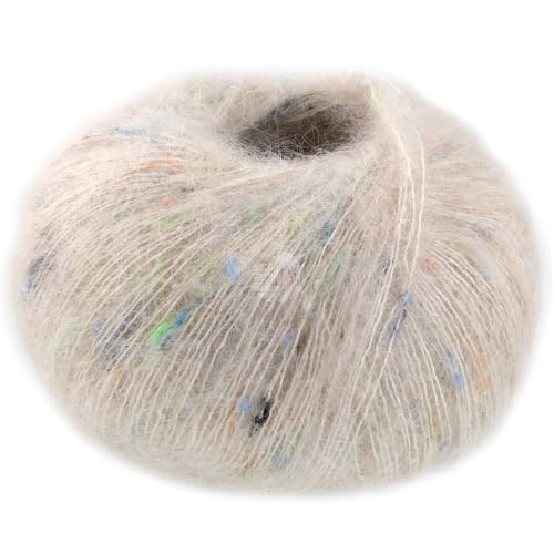 LANA GROSSA Natural Superkid Tweed | Feines Lace-Garn aus 60% Superkid Mohair mit 30% Seide, 7% Baumwolle, 3% Polyester und zarten Tweednoppen | 25g Wolle zum Stricken & Häkeln | 200m Garn FB614 LANA GROSSA Natural Superkid Tweed | Feines Lace-Garn aus 60% Superkid Mohair mit 30% Seide, 7% Baumwolle, 3% Polyester und zarten Tweednoppen | 25g Wolle zum Stricken & Häkeln | 200m Garn FB614 von Lana Grossa