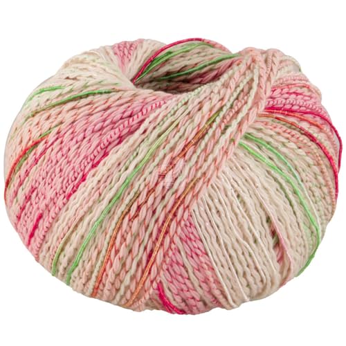 LANA GROSSA Torto | Baumwoll-Effektgarn mit doppeltem Farbeffekt, unregelmäßig mit glänzenden Faden | Handstrickgarn aus 90% Baumwolle & 10% Polyamid | 50g Wolle zum Stricken & Häkeln | 120m Garn FB5 von Lana Grossa