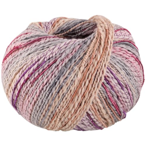 LANA GROSSA Torto | Baumwoll-Effektgarn mit doppeltem Farbeffekt, unregelmäßig mit glänzenden Faden | Handstrickgarn aus 90% Baumwolle & 10% Polyamid | 50g Wolle zum Stricken & Häkeln | 120m Garn FB11 von Lana Grossa