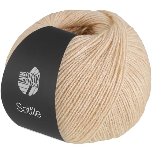 LANA GROSSA Sottile | Zarte Netzgarnstruktur aus Baumwolle, gefüllt mit feinen Merinofasern | Handstrickgarn aus 85% Baumwolle & 15% Schurwolle (Merino) | 50g Stricken & Häkeln | 250m Garn FB17 von Lana Grossa