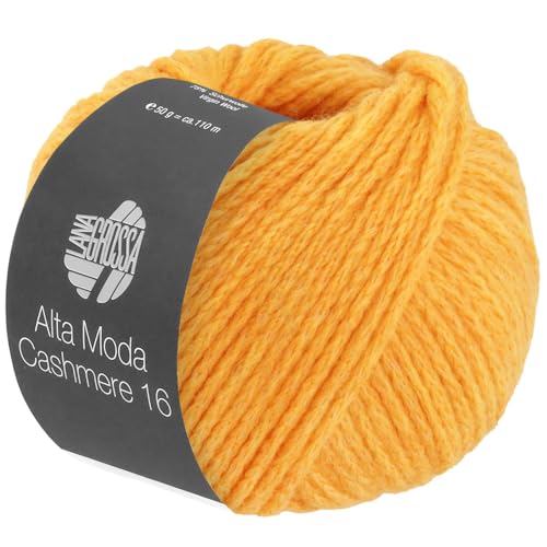 Lana Grossa ALTA MODA CASHMERE 16 50 g supersoftes Kettengarn aus extrafeiner Merinowolle mit Kaschmir 110 m, Farbe:066 - Gelb von Lana Grossa