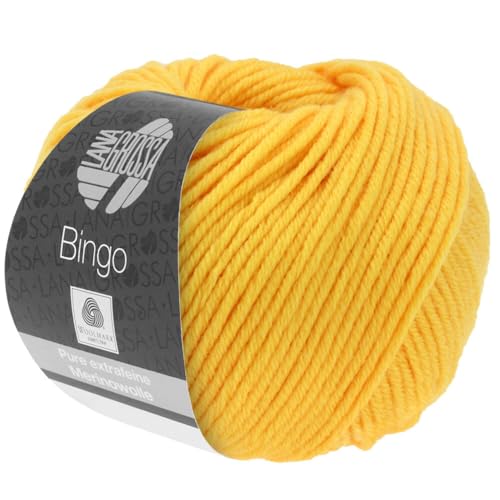 LANA GROSSA Bingo | Extrafeine Merinowolle waschmaschinenfest und filzfrei | Handstrickgarn aus 100% Schurwolle (Merino extrafein) | 50g Wolle zum Stricken & Häkeln | 80m Garn von Lana Grossa