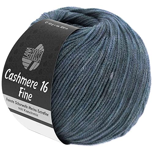 LANA GROSSA Cashmere 16 Fine | Kettengarn aus Kaschmir- und Merinowolle | Handstrickgarn aus 80% Schurwolle (Merino extrafine), 10% Kaschmir & Polyamid | 50g Wolle zum Stricken & Häkeln | 320m Garn von Lana Grossa