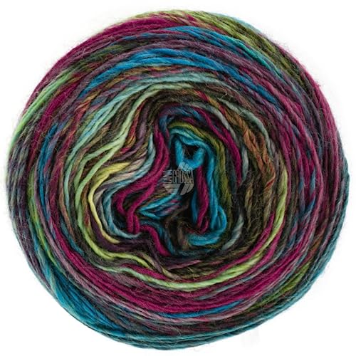 LANA GROSSA Colorissimo | Farbenfrohes Merino-Dochtgarn | Handstrickgarn aus 100% Schurwolle (Merino extrafein) | 100g Wolle zum Stricken & Häkeln | 300m Garn von Lana Grossa