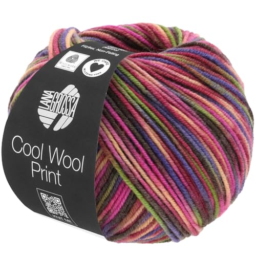 LANA GROSSA Cool Wool Print | Extrafeine Merinowolle waschmaschinenfest und filzfrei | Handstrickgarn aus 100% Schurwolle (Merino extrafein) | 50g Wolle zum Stricken & Häkeln | 160m Garn von Lana Grossa