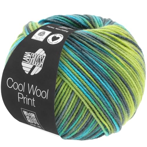 LANA GROSSA Cool Wool Print | Extrafeine Merinowolle waschmaschinenfest und filzfrei | Handstrickgarn aus 100% Schurwolle (Merino extrafein) | 50g Wolle zum Stricken & Häkeln | 160m Garn von Lana Grossa