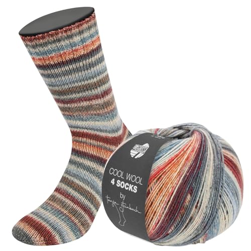 LANA GROSSA Cool Wool 4 Socks Print | Bedrucktes Merino-Sockengarn aus mehrfach verzwirnten Einzelfäden | Handstrickgarne aus 75% Schurwolle (Merino) | 100g Wolle zum Stricken & Häkeln | 420m Garn von Lana Grossa