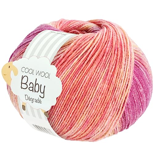 LANA GROSSA Cool Wool Baby Degrade | 100% Schurwolle Merino, filzfrei | Handstrickgarn aus 100% Schurwolle (Merino) | 50g Wolle zum Stricken & Häkeln | 220m Garn von Lana Grossa