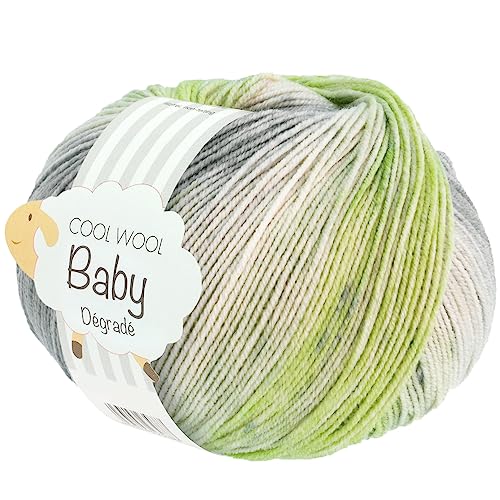 LANA GROSSA Cool Wool Baby Degrade | 100% Schurwolle Merino, filzfrei | Handstrickgarn aus 100% Schurwolle (Merino) | 50g Wolle zum Stricken & Häkeln | 220m Garn von Lana Grossa