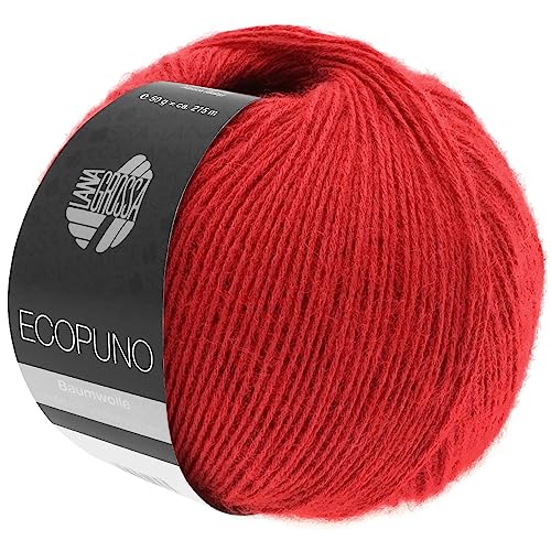 LANA GROSSA Ecopuno | Edle Netzgarnstruktur aus Baumwolle gefüllt mit Merino/Alpaka | Handstrickgarn aus 17% Schurwolle (Merino) & 11% Alpaka Wolle | 50g Wolle zum Stricken & Häkeln | 215m Garn von Lana Grossa