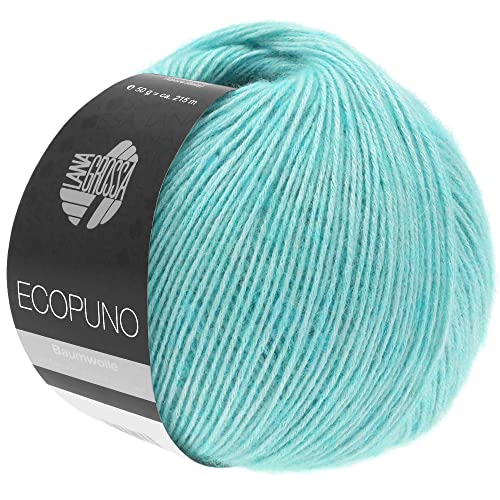 LANA GROSSA Ecopuno | Edle Netzgarnstruktur aus Baumwolle gefüllt mit Merino/Alpaka | Handstrickgarn aus 17% Schurwolle (Merino) & 11% Alpaka Wolle | 50g Wolle zum Stricken & Häkeln | 215m Garn von Lana Grossa