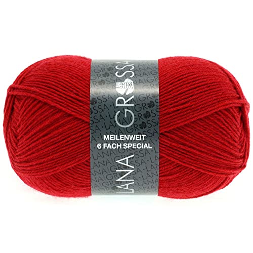 Lana Grossa Meilenweit 6-fach 150 8966 Rot 150g von Lana Grossa