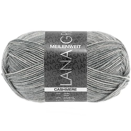 Lana Grossa Meilenweit 50 Cashmere 002 Hellgrau meliert 50g von Lana Grossa