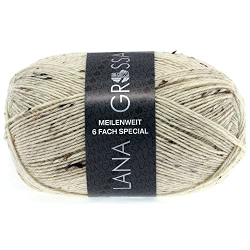 Lana Grossa Meilenweit 6-fach 150 Tweed 8817 Natur von Lana Grossa