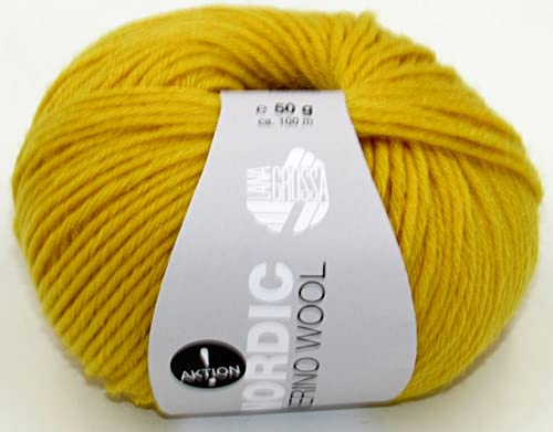 LANA GROSSA Nordic Merino Wool | Voluminöse & robuste Merinomischung | Handstrickgarn aus 80% Schurwolle (Merino) & 20% Polyamid | 50g Wolle zum Stricken & Häkeln | 100m Garn von Lana Grossa