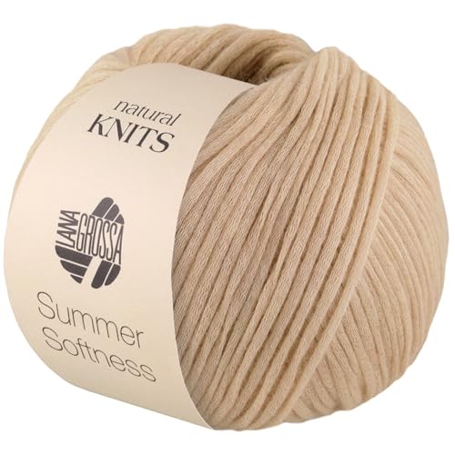 LANA GROSSA Summer Softness | Zartes Baumwollschlauchgarn, voluminös gefüllt mit flauschigen Merinofasern | Handstrickgarn aus 80% Baumwolle (Bio) & 20% Schurwolle | 50g / 130m FB3 von Lana Grossa
