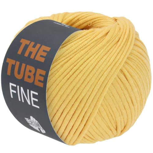 LANA GROSSA The Tube Fine | Dünnes, gefülltes Baumwollschlauchbändchen - ideal für Dekoartikel & Taschen | Handstrickgarn aus Baumwolle & Polyamid | 100g Wolle zum Stricken & Häkeln | 140m Garn von Lana Grossa
