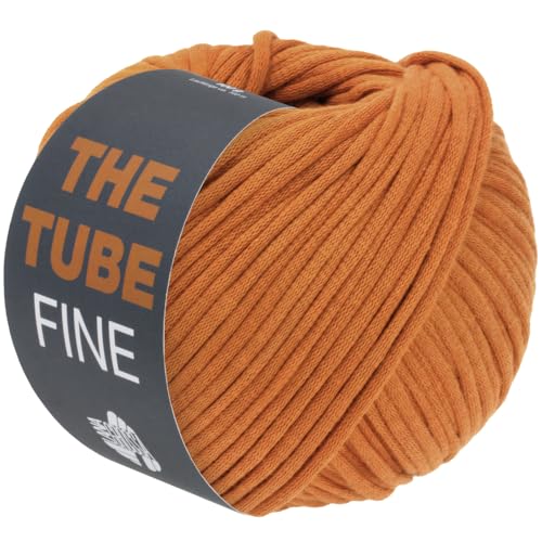 LANA GROSSA The Tube Fine | Dünnes, gefülltes Baumwollschlauchbändchen - ideal für Dekoartikel & Taschen | Handstrickgarn aus Baumwolle & Polyamid | 100g Wolle zum Stricken & Häkeln | 140m Garn von Lana Grossa