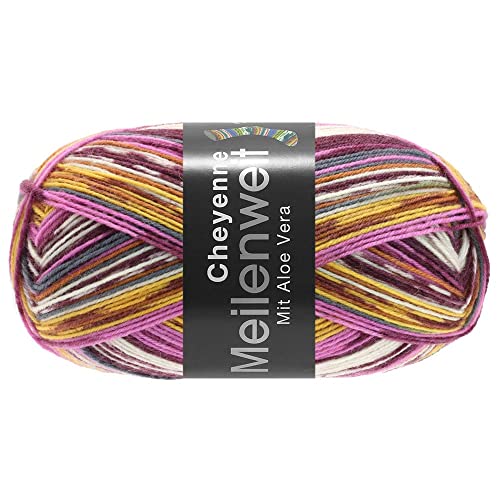 MEILENWEIT 100g Cheyenne 4265 - Violett/Aubergine/Ecru/Pink/Himbeer/Ocker/Nougat/Dunkelgrau von Lana Grossa