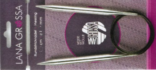 Lana Grossa Rundstricknadel Messing | leicht & robust | glatte verchromte Oberfläche | flexible Seilverbindung | fein gearbeitete Spitze | für angenehmes Stricken, 80/2,0 von Lana Grossa