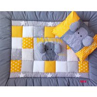 Baby Blanket, Quilt, Patchworkdecke, Krabbeldecke, Kinderdecke "Elefant", Auch Als Set Änderungen Ohne Aufpreis von LanaBW