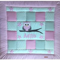 Baby Blanket, Quilt, Patchworkdecke, Krabbeldecke, Kinderdecke "Eule" von LanaBW