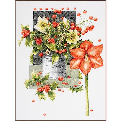 Lanarte Kreuzstich Stickpackung Holly Jolly Amaryllis Marjolein Bastin Zählstoff Zählmuster von Lanarte