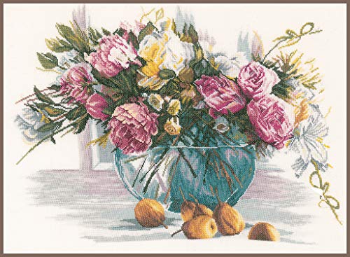 Lanarte Zählmusterpackung Stillleben m. Blumen Leinen Kreuzstichpackung, Baumwolle, Mehrfarbig, 53 x 38 x 0.3 cm von Lanarte